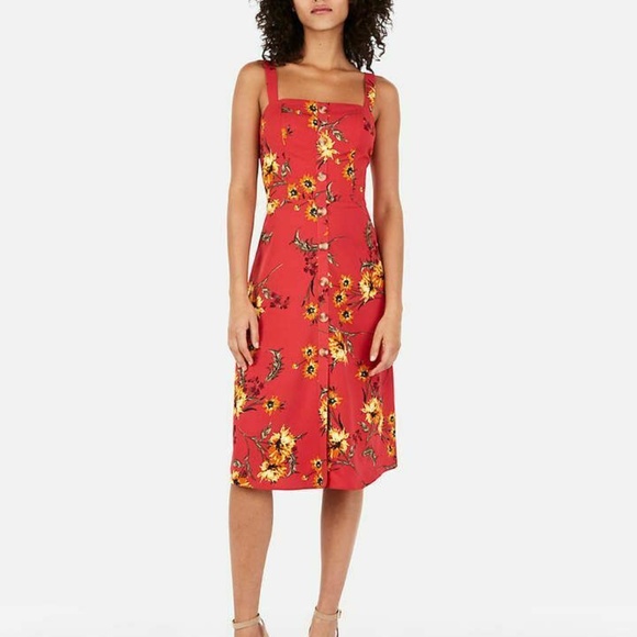 Express Dresses & Skirts - Express Red Floral Sun Dress- NEW